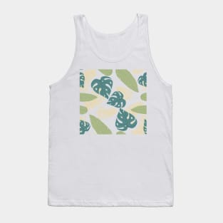 Cute tropical Green summer leaf pattern seamless Tank Top